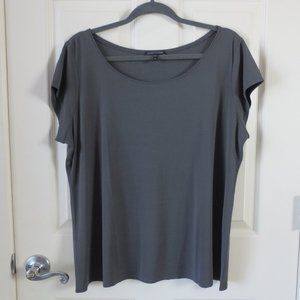 Eileen Fisher Women's Top Size XL Short Sleeves 100% Silk Gray NEW